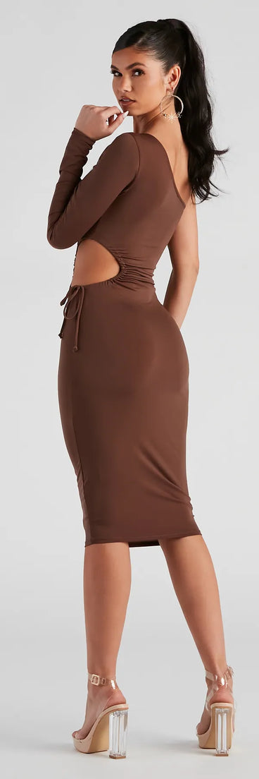 Draw Attention One-Shoulder Midi Dress