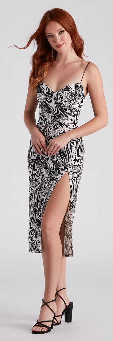 Of-The-Moment Chic Swirl Print Midi Dress