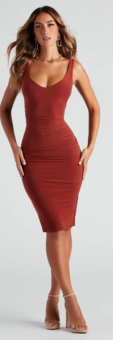 Destination Dinner V-Neck Midi Dress