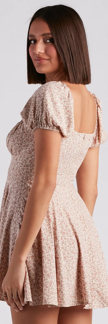 Cute Charm Ditsy Floral Skater Dress