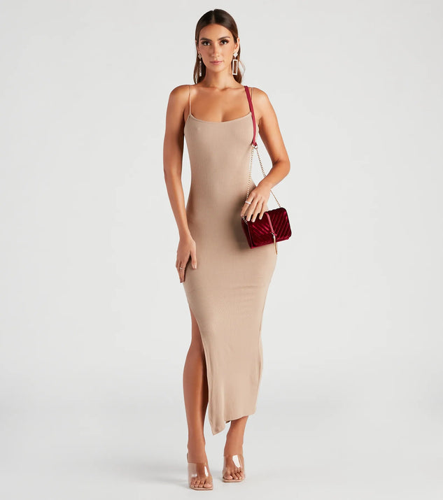 maxi dress with slit casual Serisse Women's Casual Striped High Slit Camisole Midi Dress For Vacation,Women's Striped Spaghetti Strap Maxi Dress Front Slit Summer Sundress, Waist Tie,Summer,Festiva,Party ,Wedding ,Graduation,Elegant , Casual,Vacation,Formal,Country,Business,