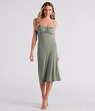 Pretty Deets Crepe Lace-Up Midi Dress