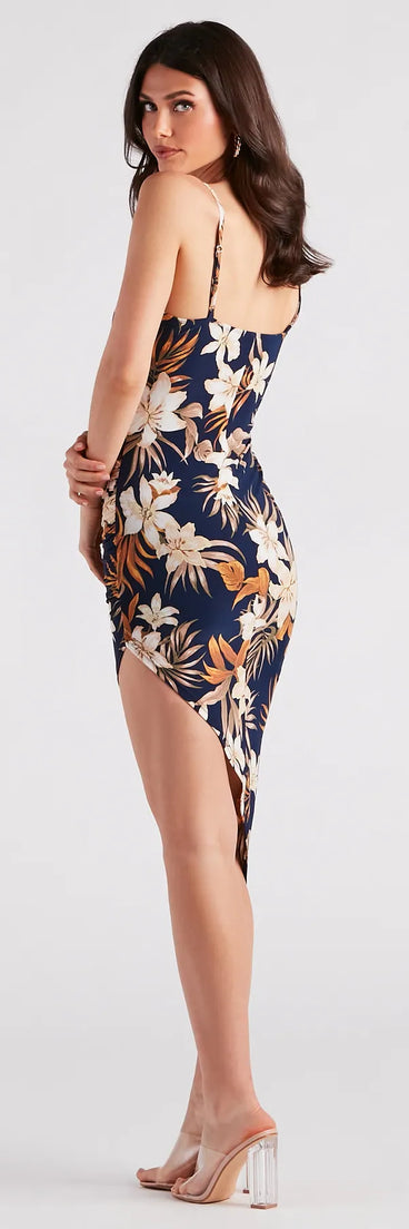 Hit The Tropics V-Neck Midi Dress