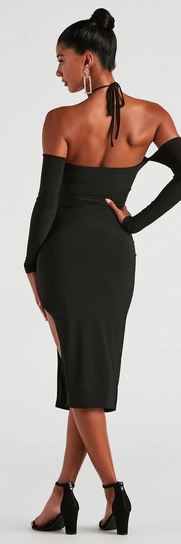 Alluring Trendsetter Halter Midi Dress