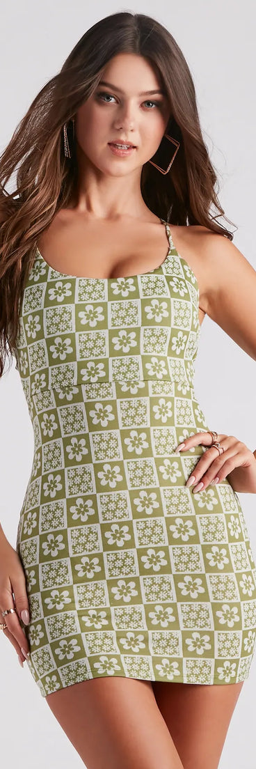 Flower Power Lace-Up Mini Dress