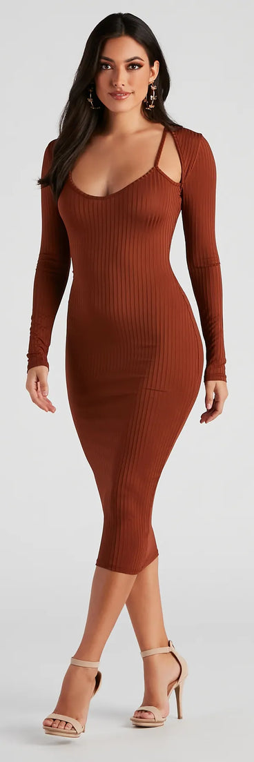Effortless Everyday Ribbed Knit Midi Dress