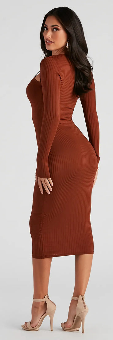 Effortless Everyday Ribbed Knit Midi Dress