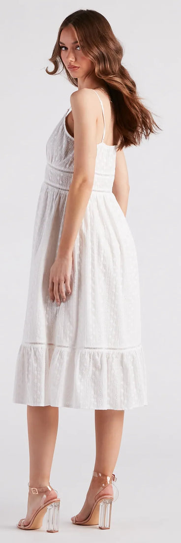 Swing My Way Eyelet Lace Midi Dress