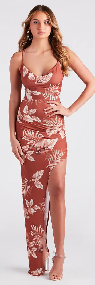 Sunset Romance Tropical Print Maxi Dress