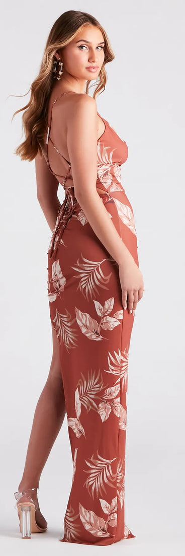 Sunset Romance Tropical Print Maxi Dress