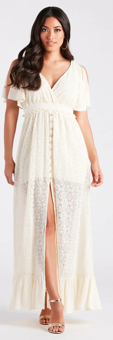 Showcase Your Charm Sheer Lace Maxi Dress