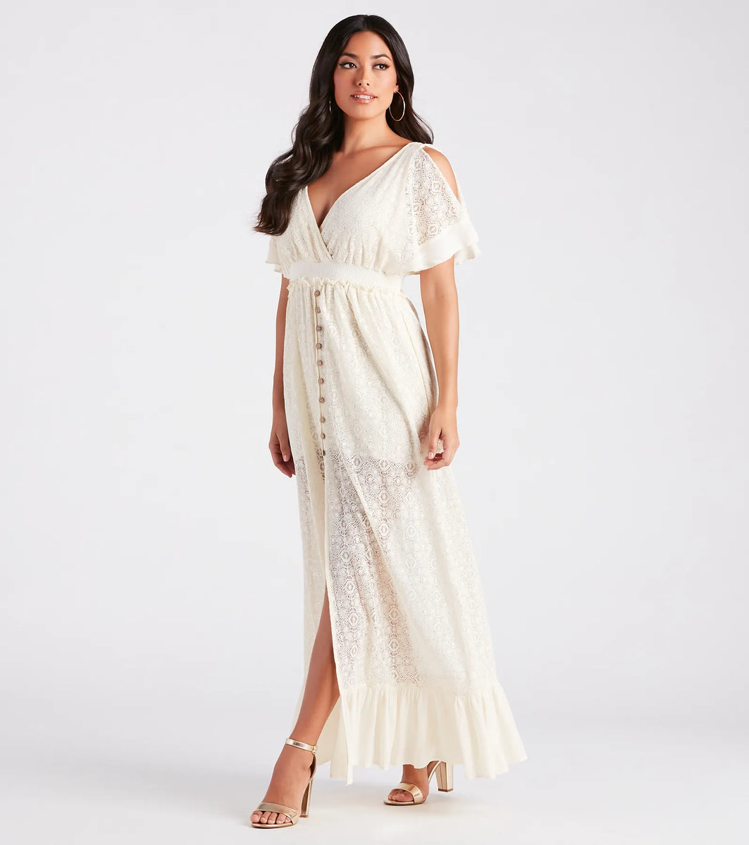 Trend4us Luxe Sheer Mesh Lace Maxi Dress main image 0