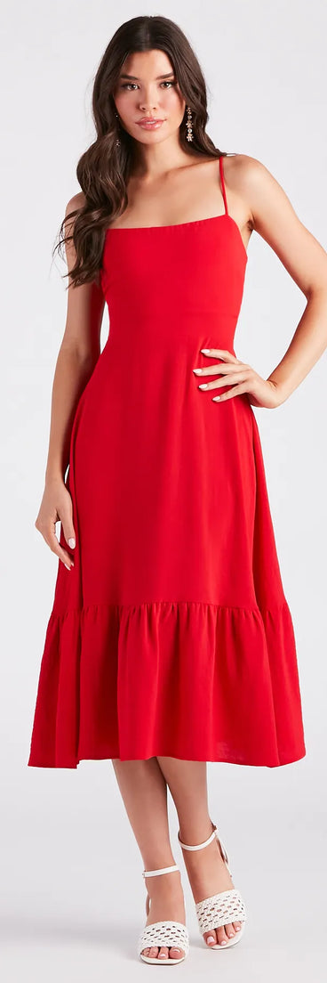 Endless Sunshine Linen Tie-Back Midi Dress