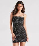 Show Face Abstract Print Mini Dress