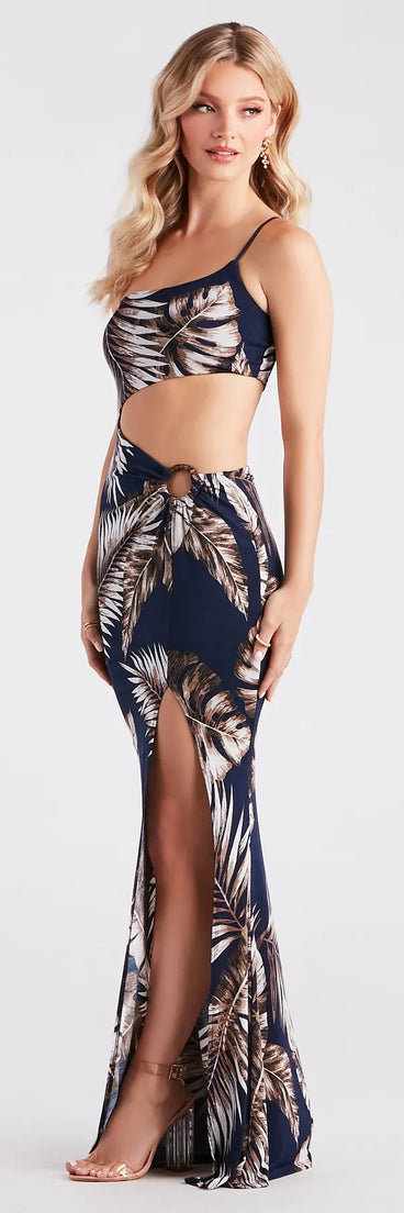 Time To Escape Tropical Print Maxi Dress