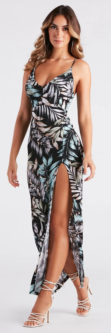 Trip To Paradise Tropical Print Maxi Dress