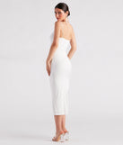 Favorite Pick Ruched Slit Midi Dress