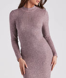 Make a bold statement in the Cozy Love Mock Neck Midi Dress in rose, the perfect summer dress for weddings, cocktail hours, nights out, and/or seasonal celebrations.