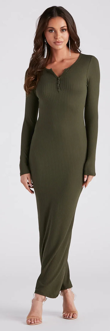 First Pick Henley Knit Maxi Dress