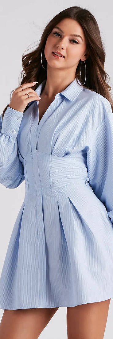 Perfectly Striped Shirt Skater Dress