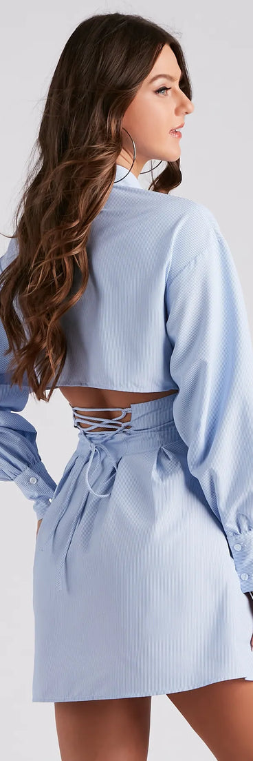 Perfectly Striped Shirt Skater Dress