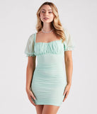 Mesh Well Square Neck Mini Dress