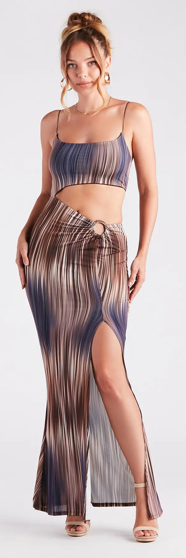 Vacay Beauty Abstract Cutout Maxi Dress