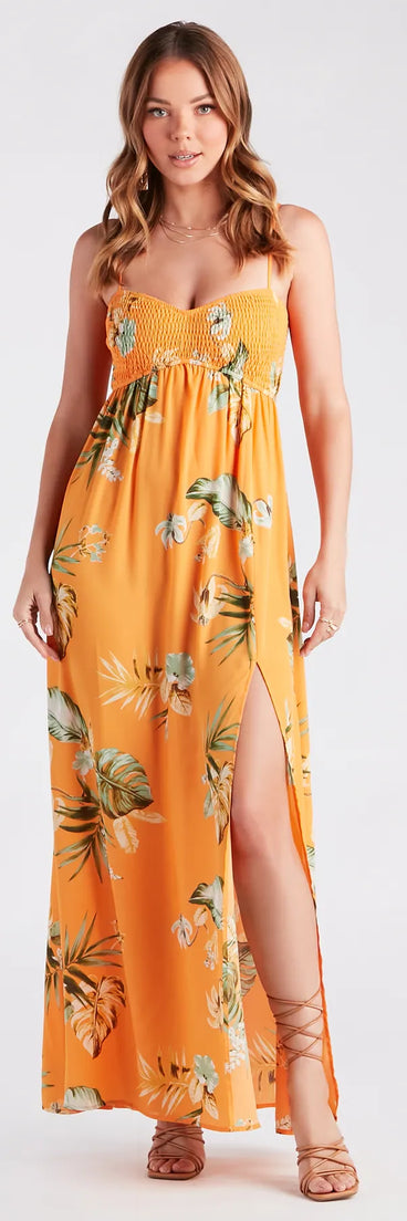 Island Love Tropical Print Maxi Dress