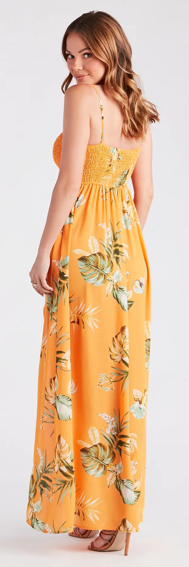 Island Love Tropical Print Maxi Dress
