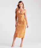 Fierce And Fine Satin Leopard Midi Dress