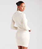 Revamp your 2025 wardrobe with this chic addition, the High Appeal Mock Neck Bodycon Mini Dress in off-white, perfect for elevating your style in the new year.