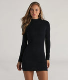Revamp your 2025 wardrobe with this chic addition, the High Appeal Mock Neck Bodycon Mini Dress in black, perfect for elevating your style in the new year.
