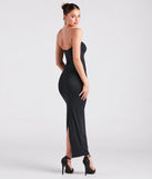 Make a statement in the Casually Chic Smooth Knit Fitted Maxi Dress, a black bodycon dresses that blends unique design details with a tight silhouette for a head-turning holiday or New Year's eve dress.