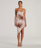 Island Neutrals Halter Strappy Tropical Midi Dress