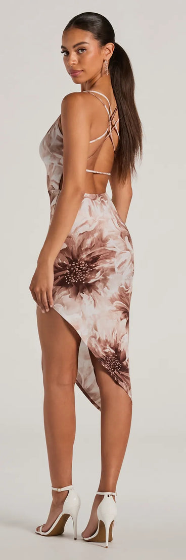 Island Neutrals Halter Strappy Tropical Midi Dress