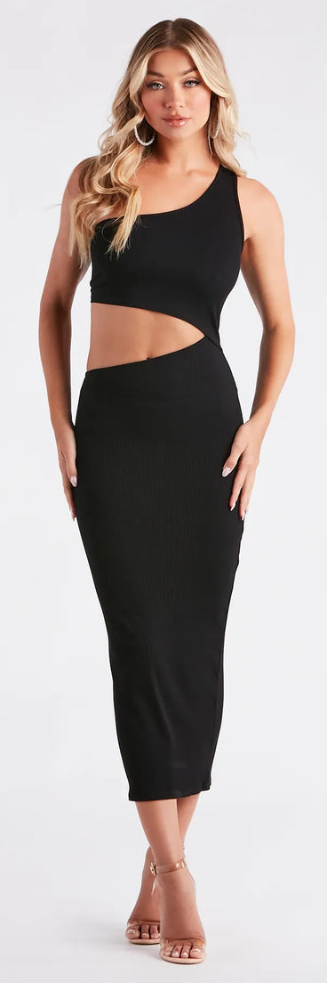 Casual Style Icon Cutout Bodycon Midi Dress