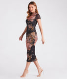 The midi dress length on the Unique Feels Abstract Print Mock Neck Maxi Dress provides an elevated silhouette perfect for any party, occasion, or everyday styling.