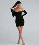 Make a bold statement in the Make It Sexy Off-The-Shoulder Mini Dress in black, the perfect spring dress for weddings, cocktail hours, nights out, and/or seasonal celebrations.