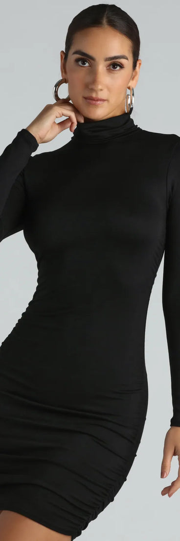 Chic In The City Turtleneck Mini Dress