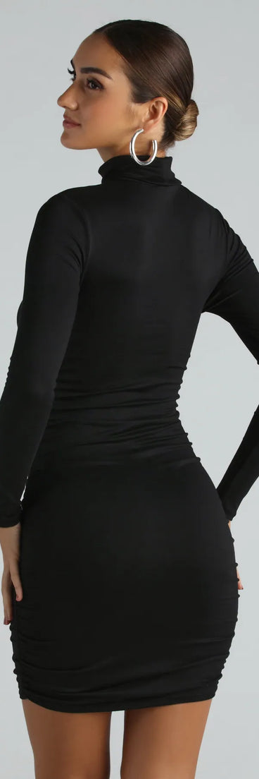 Chic In The City Turtleneck Mini Dress