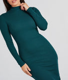 Revamp your 2025 wardrobe with this chic addition, the Good Looks Mock Neck Long Sleeve Knit Midi Dress in hunter green, perfect for elevating your style in the new year.