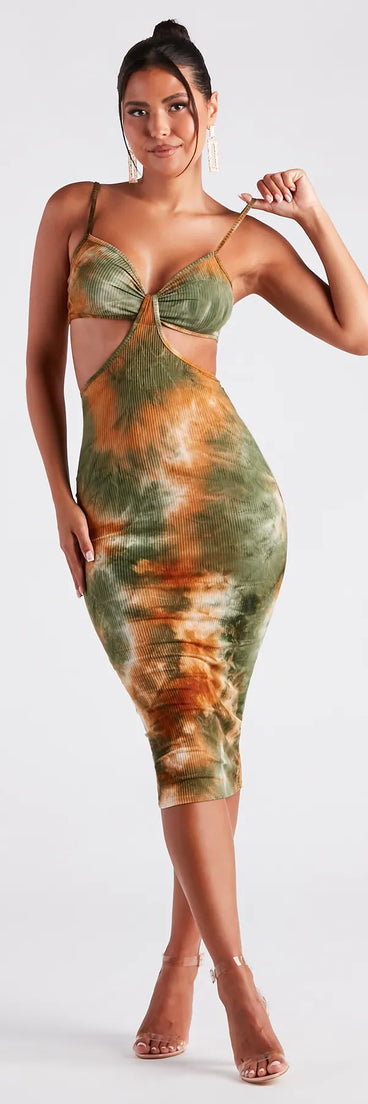 Summer In Tie Dye Cutout Midi Dress