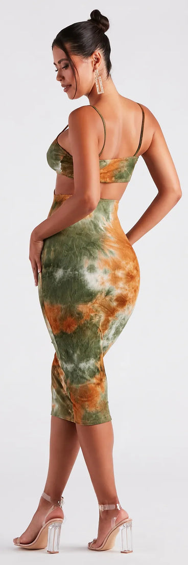 Summer In Tie Dye Cutout Midi Dress