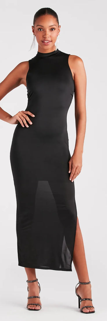 Curve Allure Mock Neck Maxi Dress