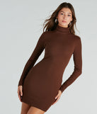 The Trendy Element Turtleneck Long Sleeve Mini Dress offers a versatile spring style, with a cozy sweater knit perfect for office wear, casual day outings, or layered outfits.