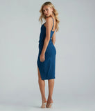 The Well Played Denim Bodycon Wrap Midi Dress is a casual dress for more than special occasions with a fitted or flowy silhouette and accents in the most recent trends!