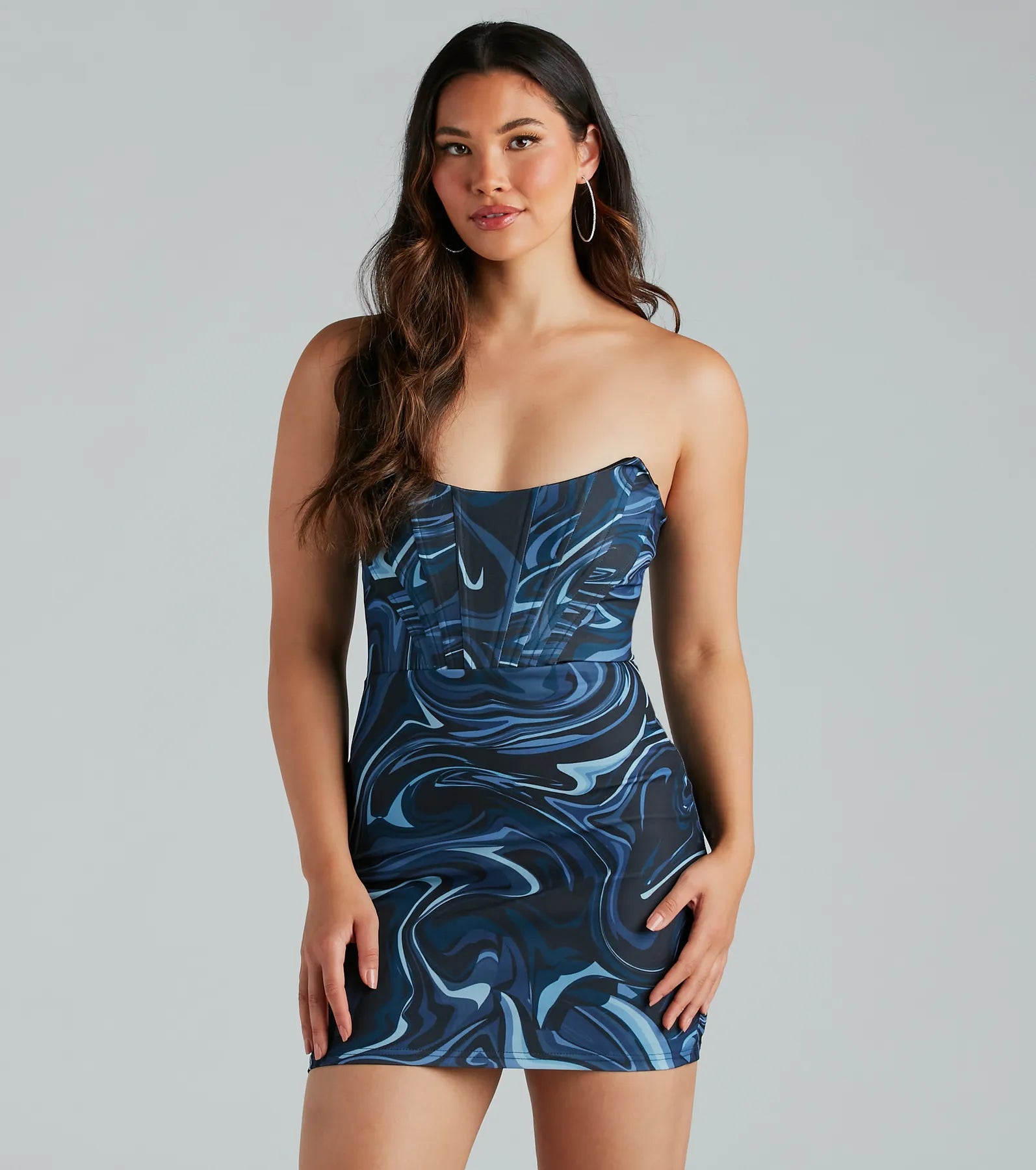 Mesmerized By You Marble Print Mini Dress | Windsor