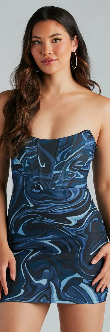 Mesmerized By You Marble Print Mini Dress