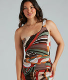 Artsy Dreamer One Shoulder Abstract Maxi Dress