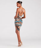Swirls Of Attraction Strappy Marble Print Midi Dress
